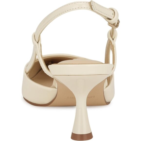 Nine West Womens Chic Cream Faux Leather Pointed Closed Toe Ankle Buckle Pumps - Picture 3 of 6